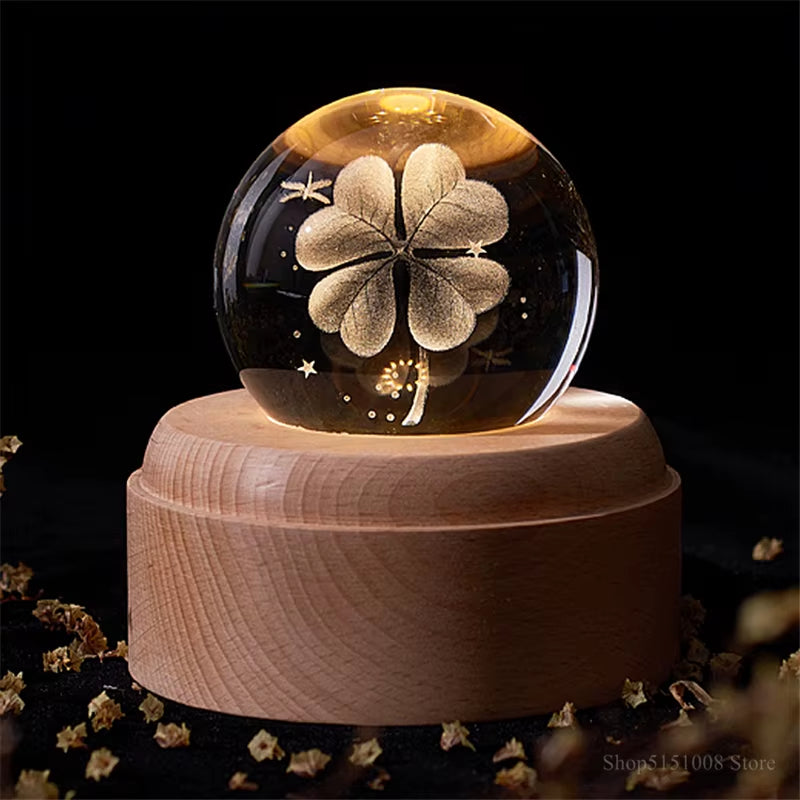 Crystal Ball Night Light Usb Charging Kids Moon Lamps Music Box 3D Lamp Universe Galaxy Earth Globe Crafts Home Desktop Decor