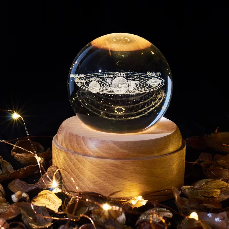 Crystal Ball Night Light Usb Charging Kids Moon Lamps Music Box 3D Lamp Universe Galaxy Earth Globe Crafts Home Desktop Decor