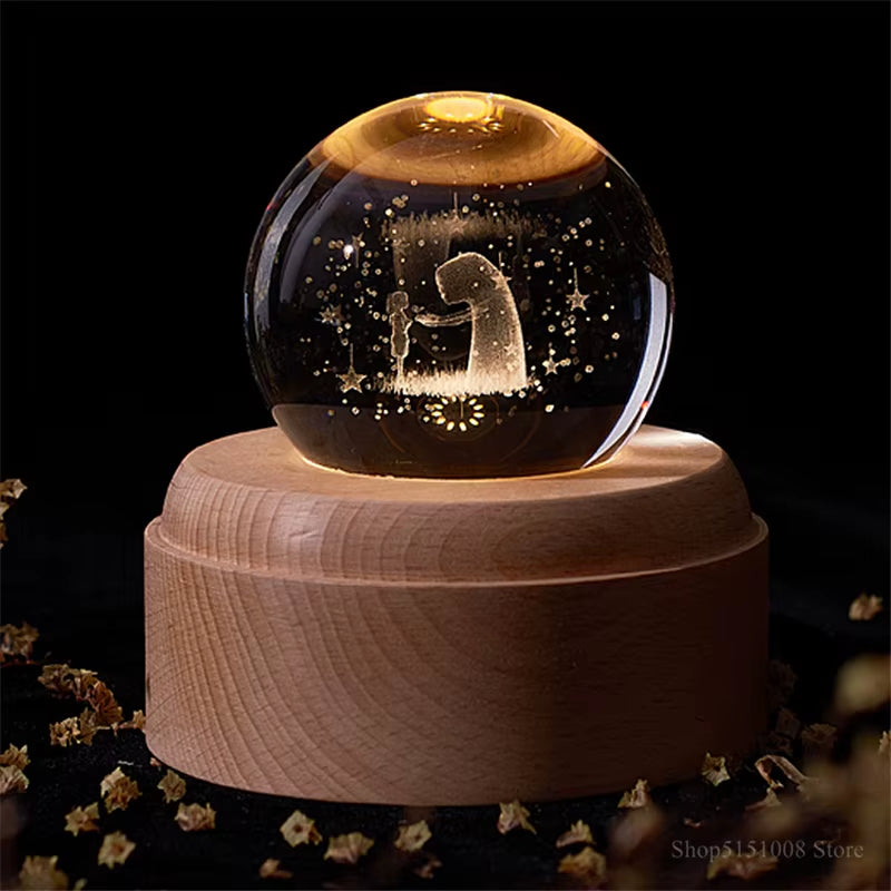 Crystal Ball Night Light Usb Charging Kids Moon Lamps Music Box 3D Lamp Universe Galaxy Earth Globe Crafts Home Desktop Decor